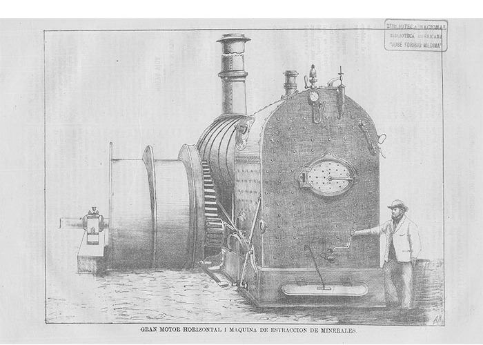 1. Gran motor horizontal y máquina de extracción de minerales, hacia 1875.