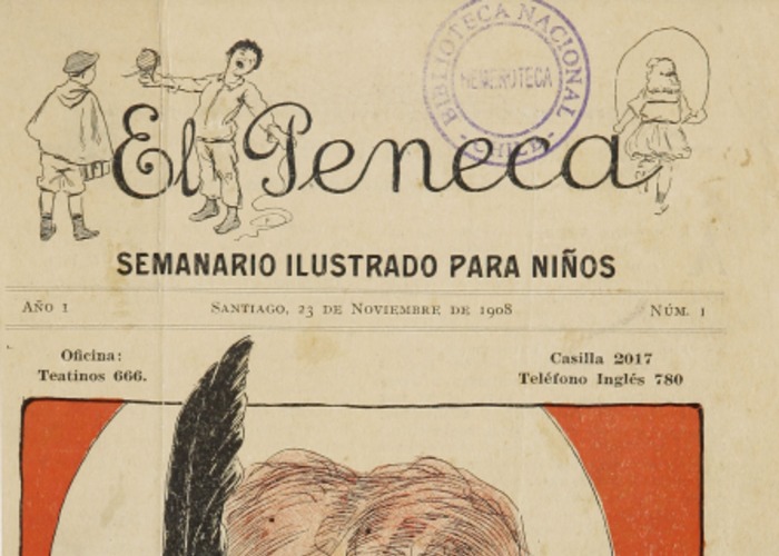 1. Primer número de El Peneca, firmada por Pepin (José Foradori). El Peneca 1, 23 de noviembre de 1908.